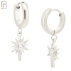 ES37 - 316L Stainless Steel Dangling Star Zircon Design Huggies Clip On image 1