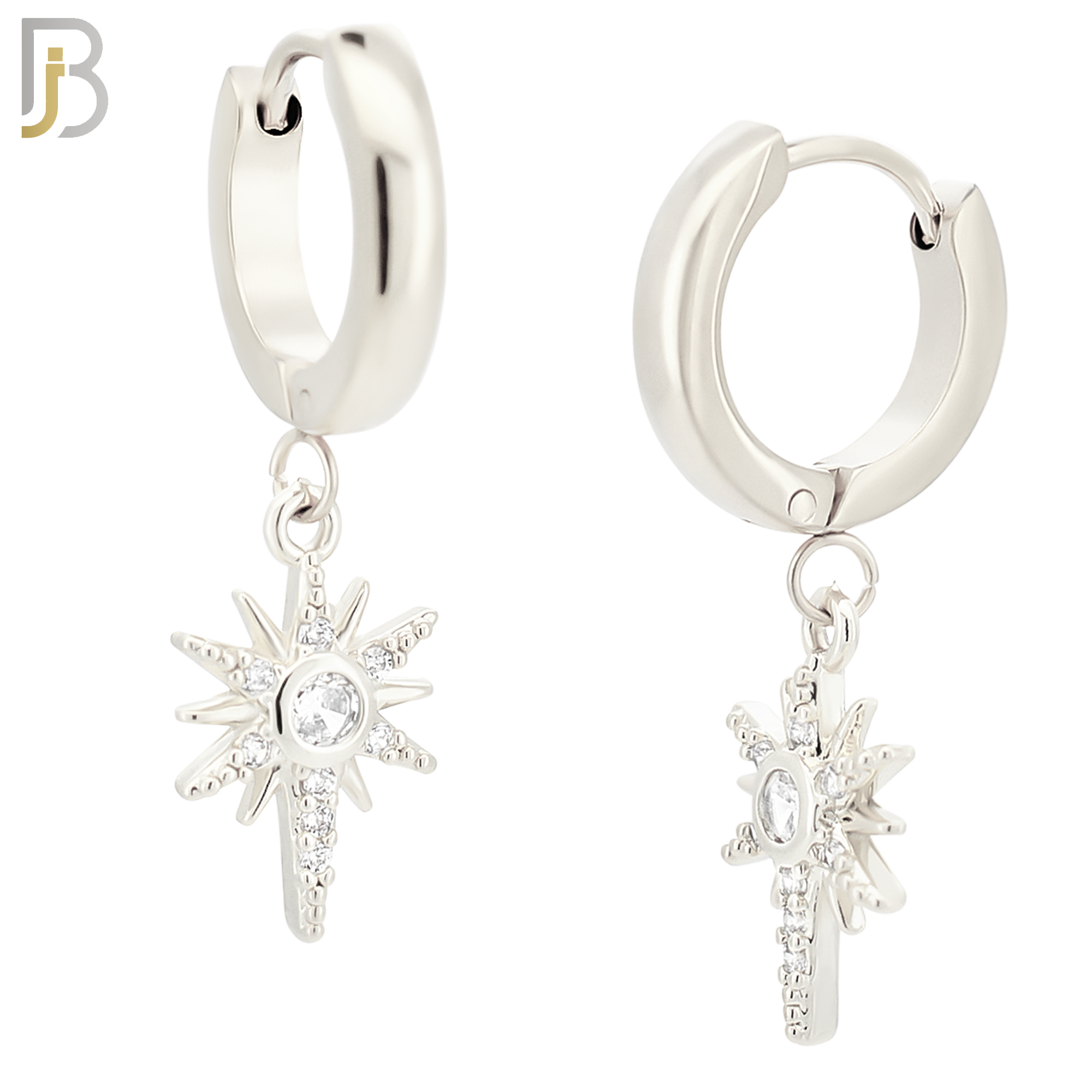 ES37 - 316L Stainless Steel Dangling Star Zircon Design Huggies Clip On image 1