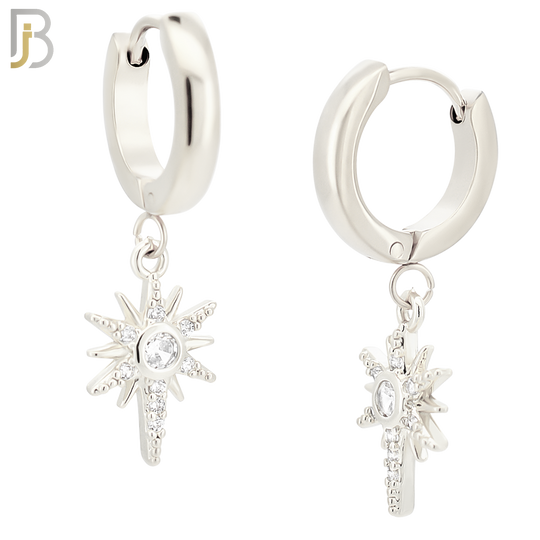 ES37 - 316L Stainless Steel Dangling Star Zircon Design Huggies Clip On image 1