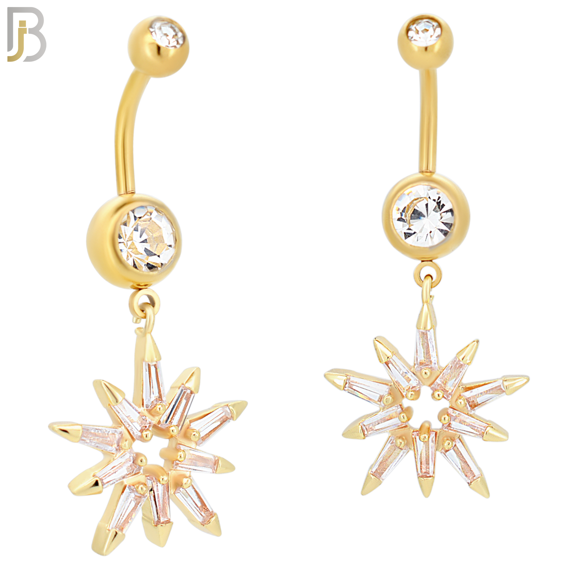 N018 - 316L Stainless Steel Dangling Stardust Shape Zircon Design Belly Ring with 5mm Screw Ball image 2