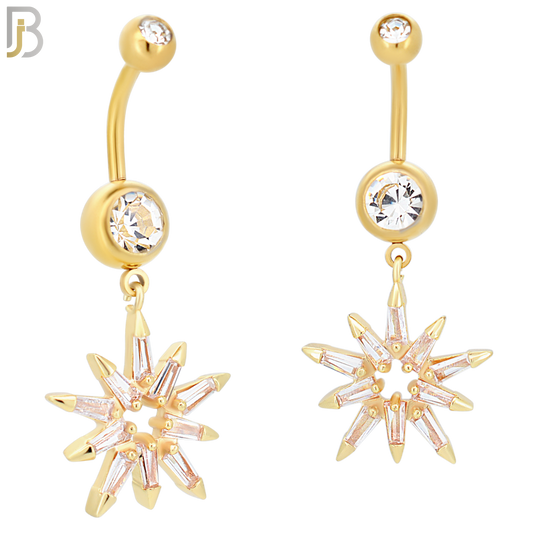 N018 - 316L Stainless Steel Dangling Stardust Shape Zircon Design Belly Ring with 5mm Screw Ball image 2