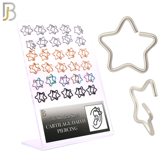 PK-CT22 - 316L Surgical Steel Star Hoops Piercing Pack of 60 image 0