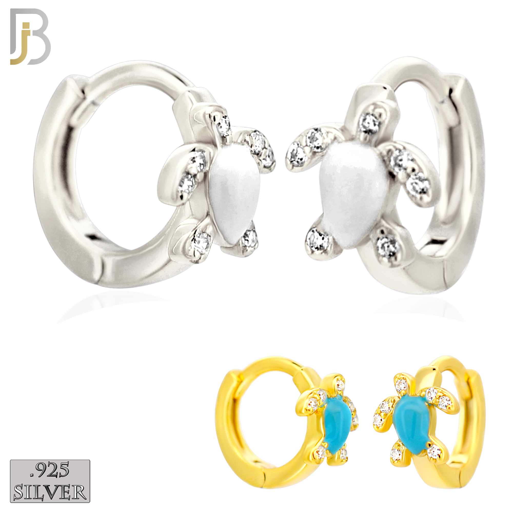 925-ES449 - 925 Sterling Silver Turtle Huggies Earring image 0