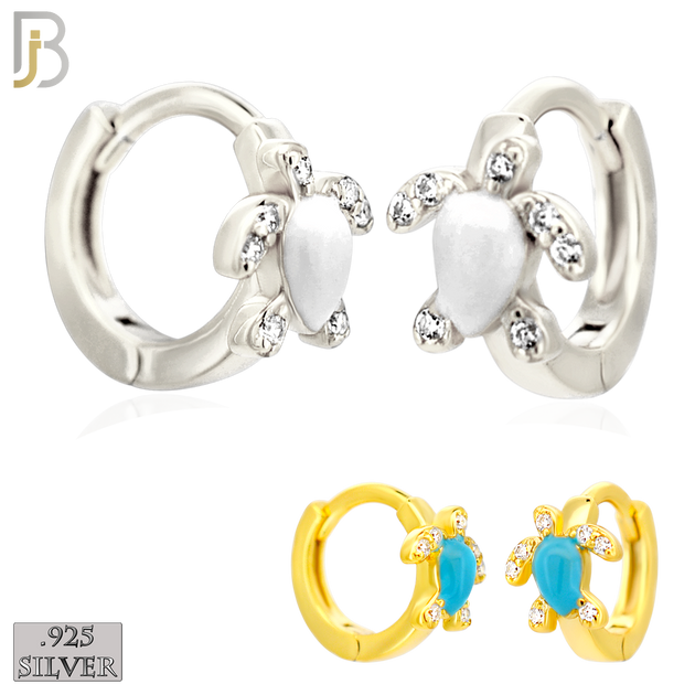 925-ES449 - 925 Sterling Silver Turtle Huggies Earring image 0