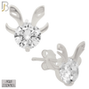 925-ES223 – .925 Sterling Silver Reindeer Earring Stud with Zircon Head image 1