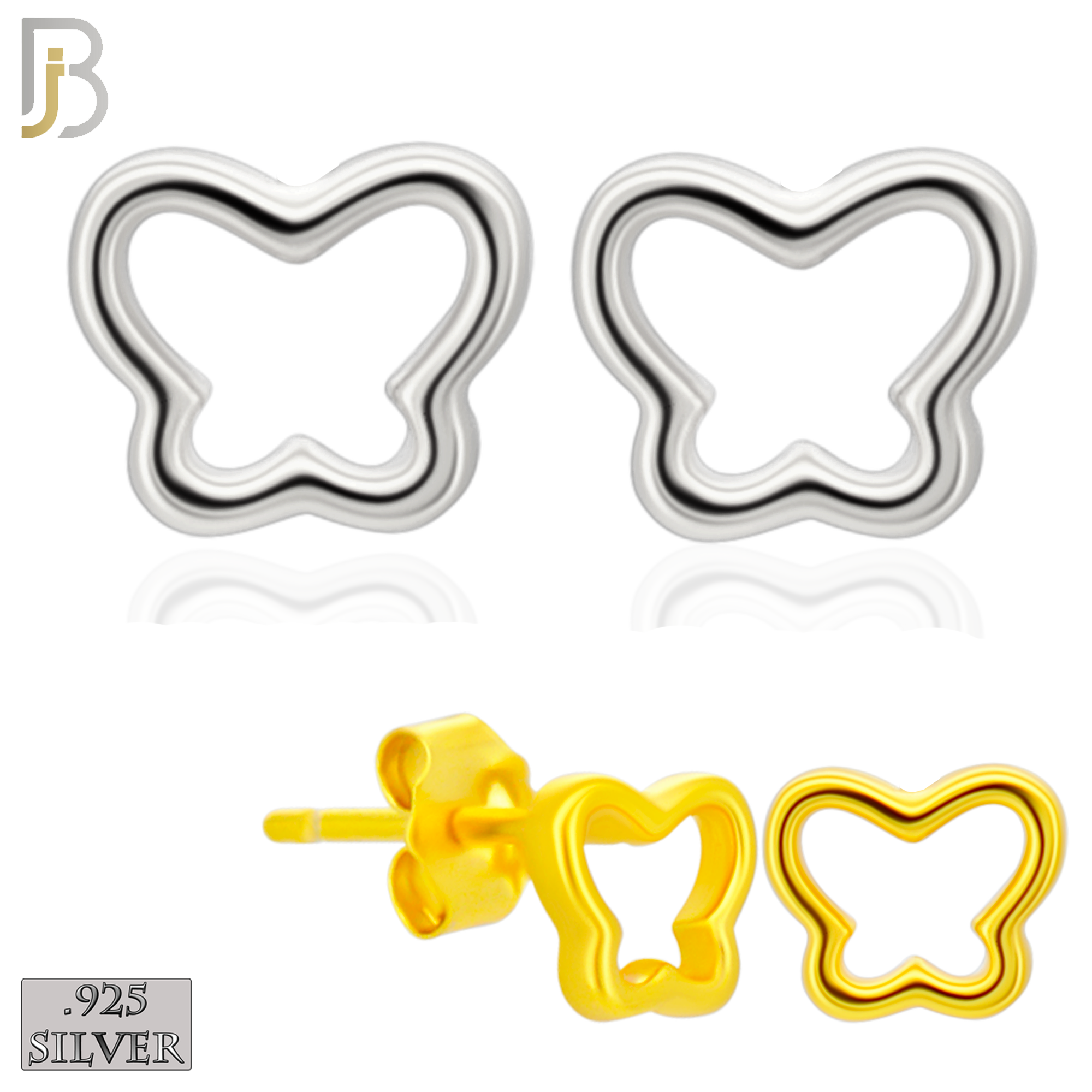 925-ES460 - 925 Sterling Silver Hollow Butterfly Design Earrings (Butterfly Backing) image 0