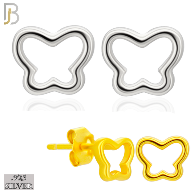 925-ES460 - 925 Sterling Silver Hollow Butterfly Design Earrings (Butterfly Backing) image 0