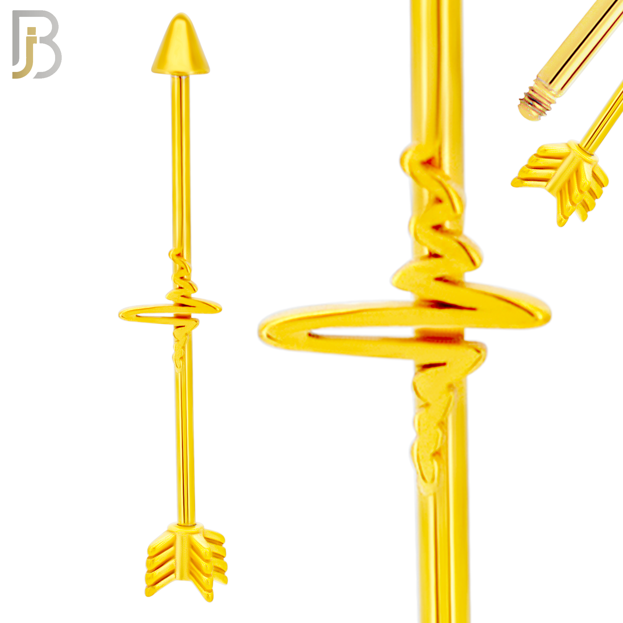 BB36 - 316L Surgical Steel Heartbeat Industrial Barbell (PACK OF 4) image 2