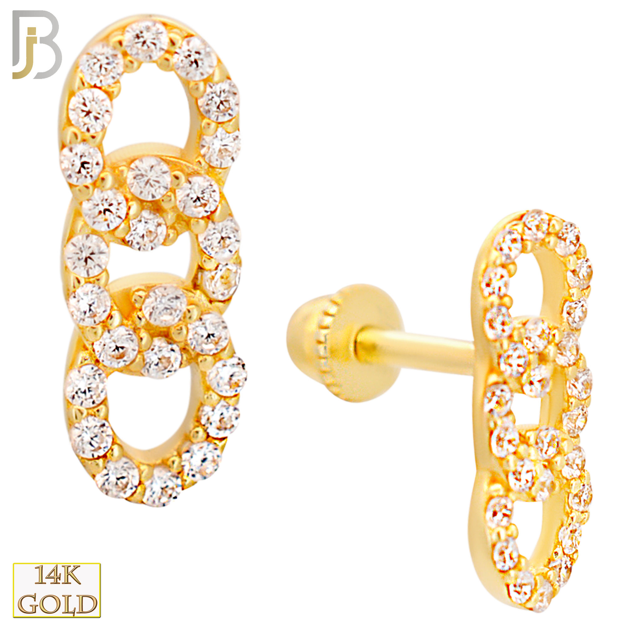 14-TB40 - 14k Yellow Gold 3 Link Chain Tragus Barbell with Baby Screw Backing image