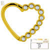 14-TH16 - 14K Solid Gold 18g Thickness Hollow Heart with Multi CZ in Half Right Hinged Hoop image 0