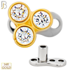 14-G23-DM18 - 14k Titanium Anchor and 14k Gold Top Three CZ in Bezel Setting Dermal - Internally Threaded image 2