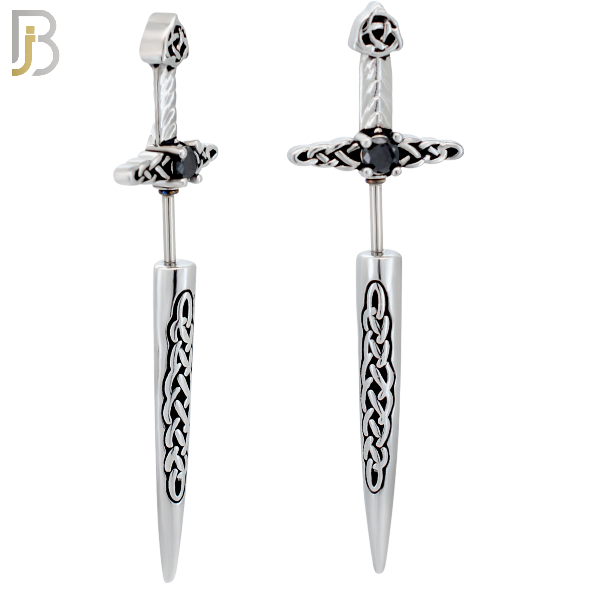 ES487 - 316L Stainless Steel Sword Screw Closure Earrings image 0