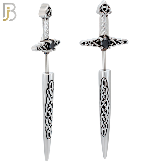 ES487 - 316L Stainless Steel Sword Screw Closure Earrings image 0