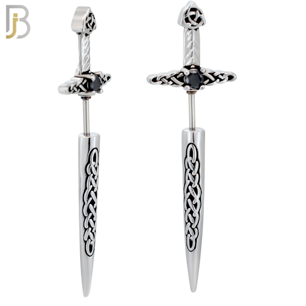 ES487 - 316L Stainless Steel Sword Screw Closure Earrings image 0