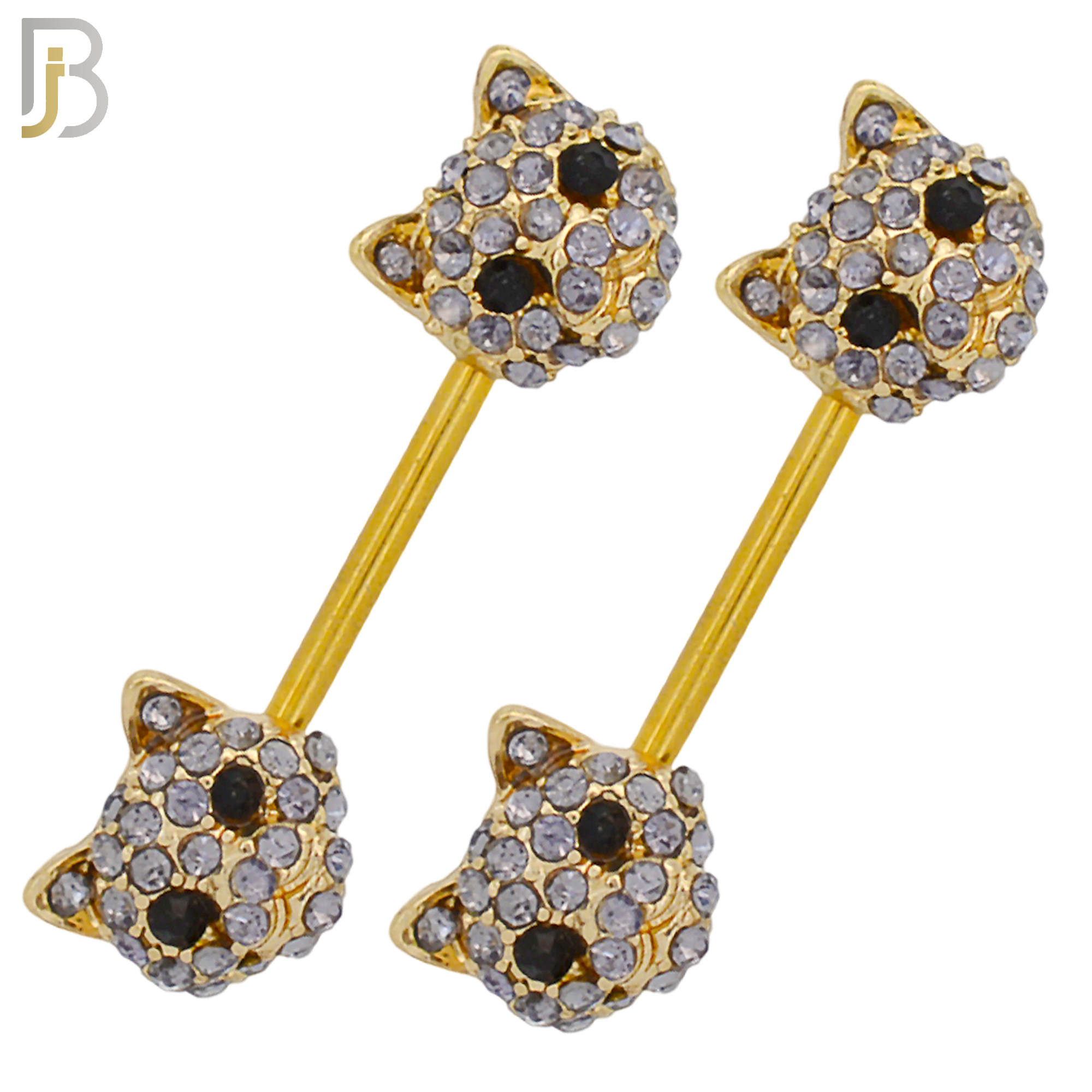 NP07 - 316L Surgical Steel Screw Cat Design with Zircon Nipple Ring Piercing image 1