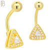 NB99 - 316L Stainless Steel Triangle Design with Multi CZ Banana Belly Ring image 2