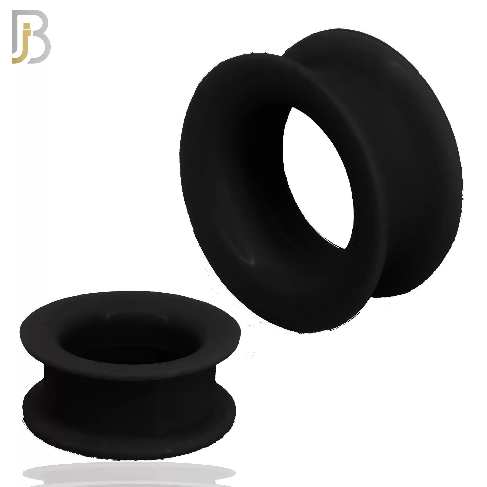 PS07K -  Black Color Hard Silicone Double Flare Plugs Pair image 0