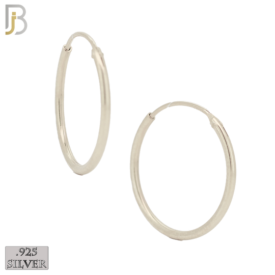 925-ES310S - .925 Sterling Silver Plain Hoop Earrings - 22mm image