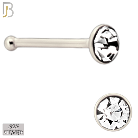 925-PK-NR04S-3C2 - Mixed of 2mm, 2.5mm, 3mm Clear CZ 22g Thickness 925 Sterling Silver Nose Bones Press Fit, Packages Pack of 120 image 2