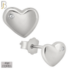 925-ES78 - .925 Sterling Silver Heart Design with Zircon Earring Stud image 1