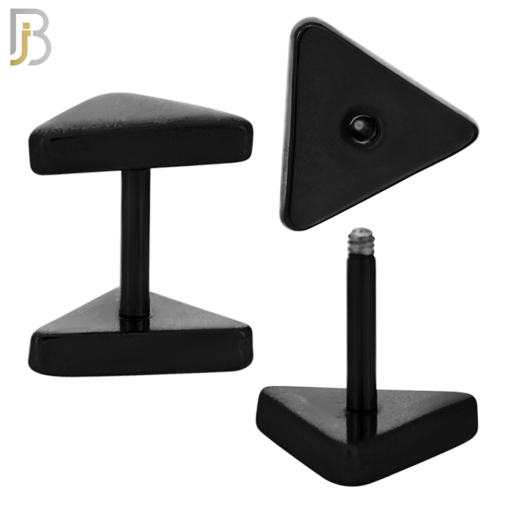FP38 - Steel Triangle Design Fake Plug (Pack of 3 Pairs) - Black Plated image