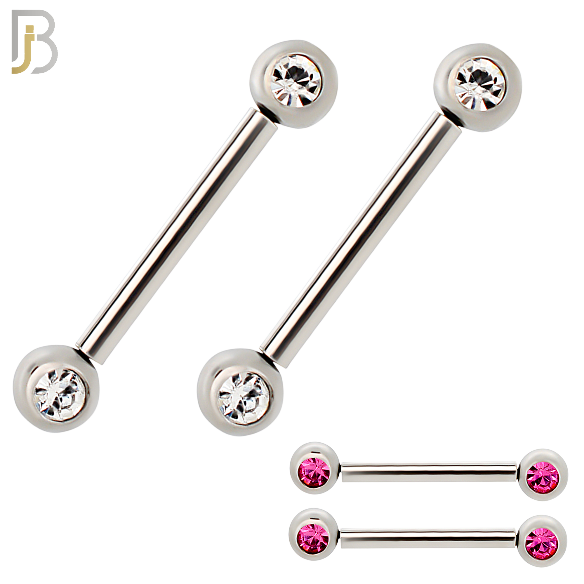 NP16S - 316L Surgical Steel  Push In Round Bezel Zircon Nipple Ring Piercing image 0