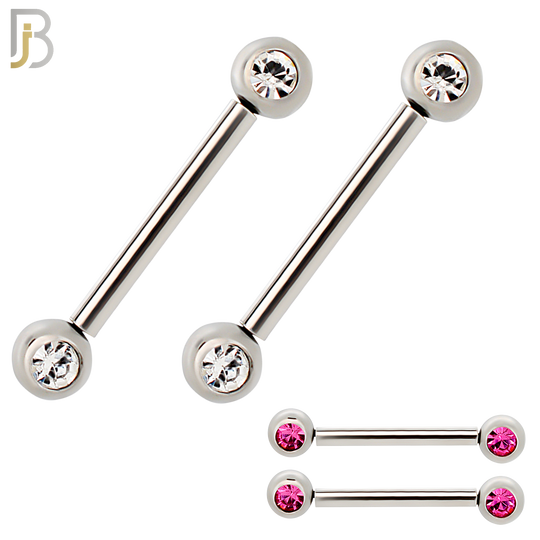 NP16S - 316L Surgical Steel  Push In Round Bezel Zircon Nipple Ring Piercing image 0