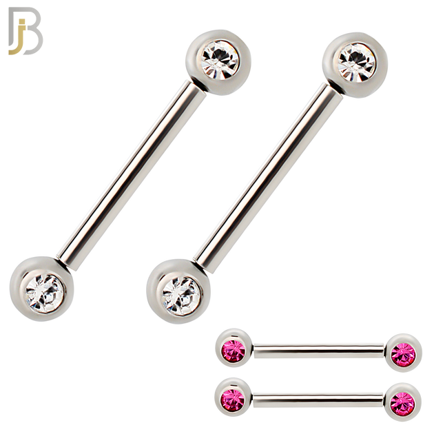 NP16S - 316L Surgical Steel  Push In Round Bezel Zircon Nipple Ring Piercing image 0