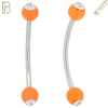 EC07G - 316L Surgical Steel Glow in the Dark Acrylic Ball with Clear Zircon Curved Barbell Externally Threaded (PACK OF 6) image 3