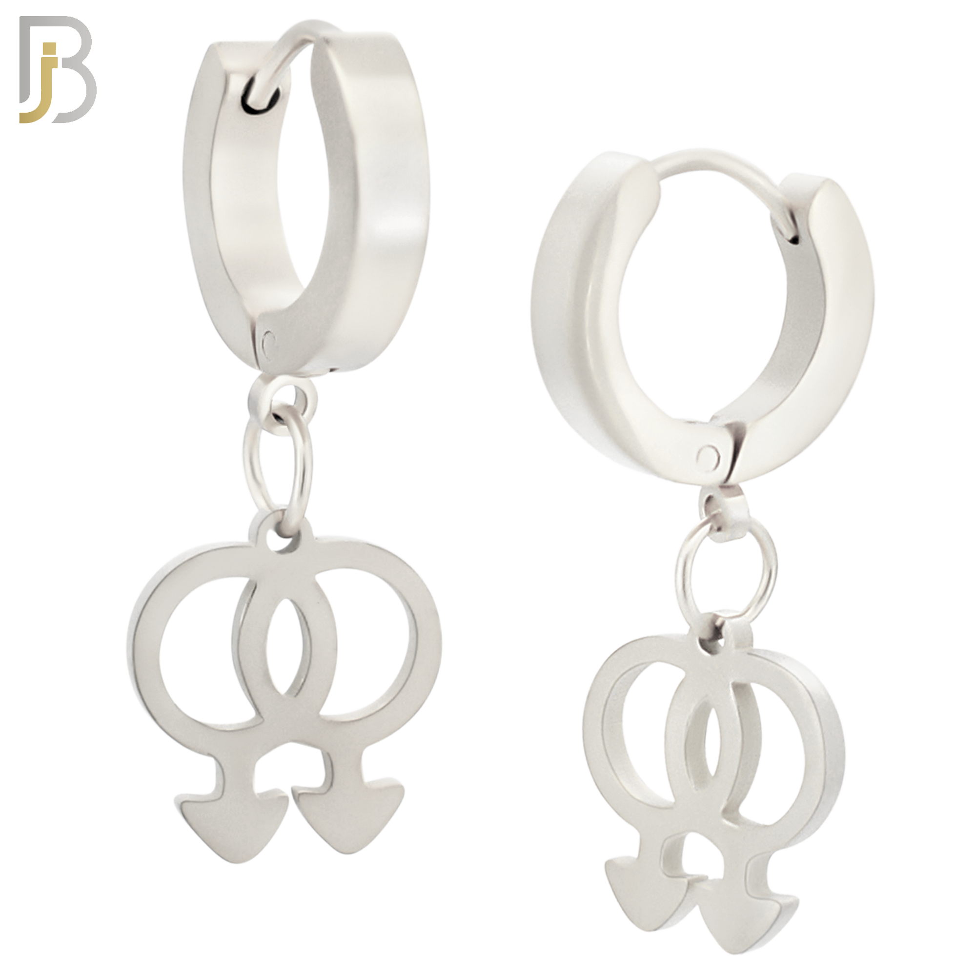 ES49 - 316L Stainless Steel Dangling LGBT Gay Symbol Design Huggies Clip On image 1