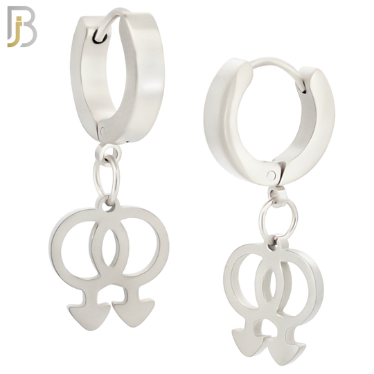 ES49 - 316L Stainless Steel Dangling LGBT Gay Symbol Design Huggies Clip On image 1