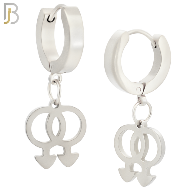ES49 - 316L Stainless Steel Dangling LGBT Gay Symbol Design Huggies Clip On image 1