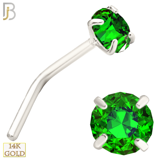 14-NR10CWE - 20g 14k White Gold L-Shaped with Enamel Colored CZ - 3mm image