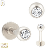 14-LB06 - 14k Solid Gold Plain Labret Externally Theaded Ball with CZ image 1