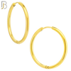 ES95G - 316L Stainless Steel Gold Plated 2mm Thickness Plain Hoops Design Huggies Clip On image 7