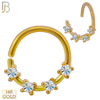 14-TH53 - 14k Yellow Gold 18g Thickness Four CZ in Prong Setting Twist to Open Hoops - Yellow Gold image