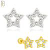925-ES212 - Screw Ball Back - .925 Sterling Silver Star Earring Stud with Clear Zircon Design image 0
