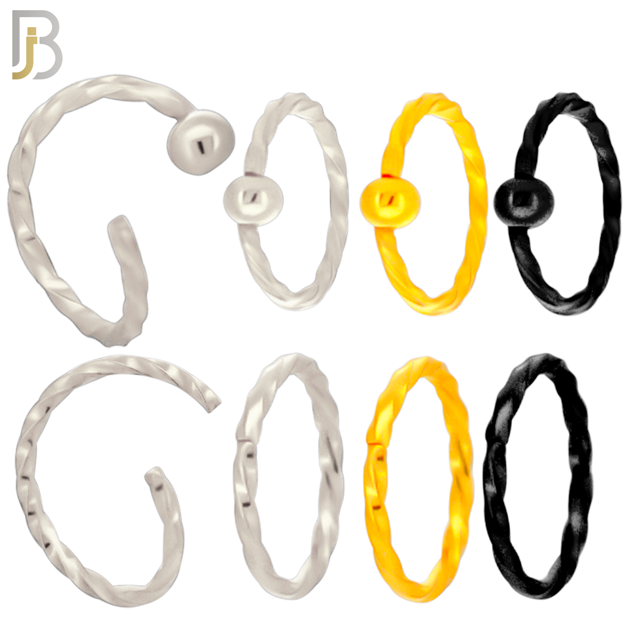 PK-CT11 - 316L Surgical Steel Twisted Hoops Seamless Pack of 30 and Fixed Beads 2mm Pack of 30 - 1/4 - 6mm image