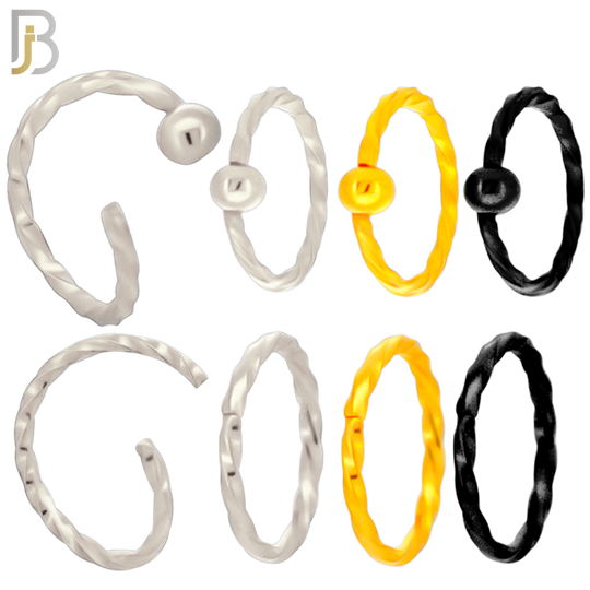 PK-CT11 - 316L Surgical Steel Twisted Hoops Seamless Pack of 30 and Fixed Beads 2mm Pack of 30 - 1/4 - 6mm image
