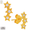 925-ES161 - .925 Sterling Silver Triple Star  with Zircon Design Earring Stud image 2