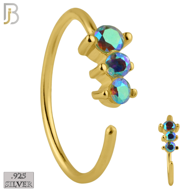 925-CT05 - 925 Sterling Silver 22g Thickness 3 Prong CZ Hoops Piercing (PACK OF 6) image 3