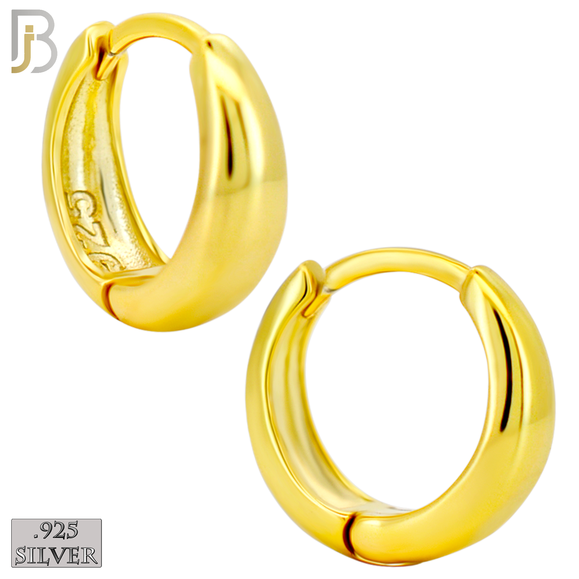 925-ES456 - 925 Sterling Silver Tapered Plain Huggies Hoop Earrings image 2