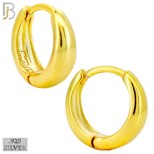 925-ES456 - 925 Sterling Silver Tapered Plain Huggies Hoop Earrings image 2