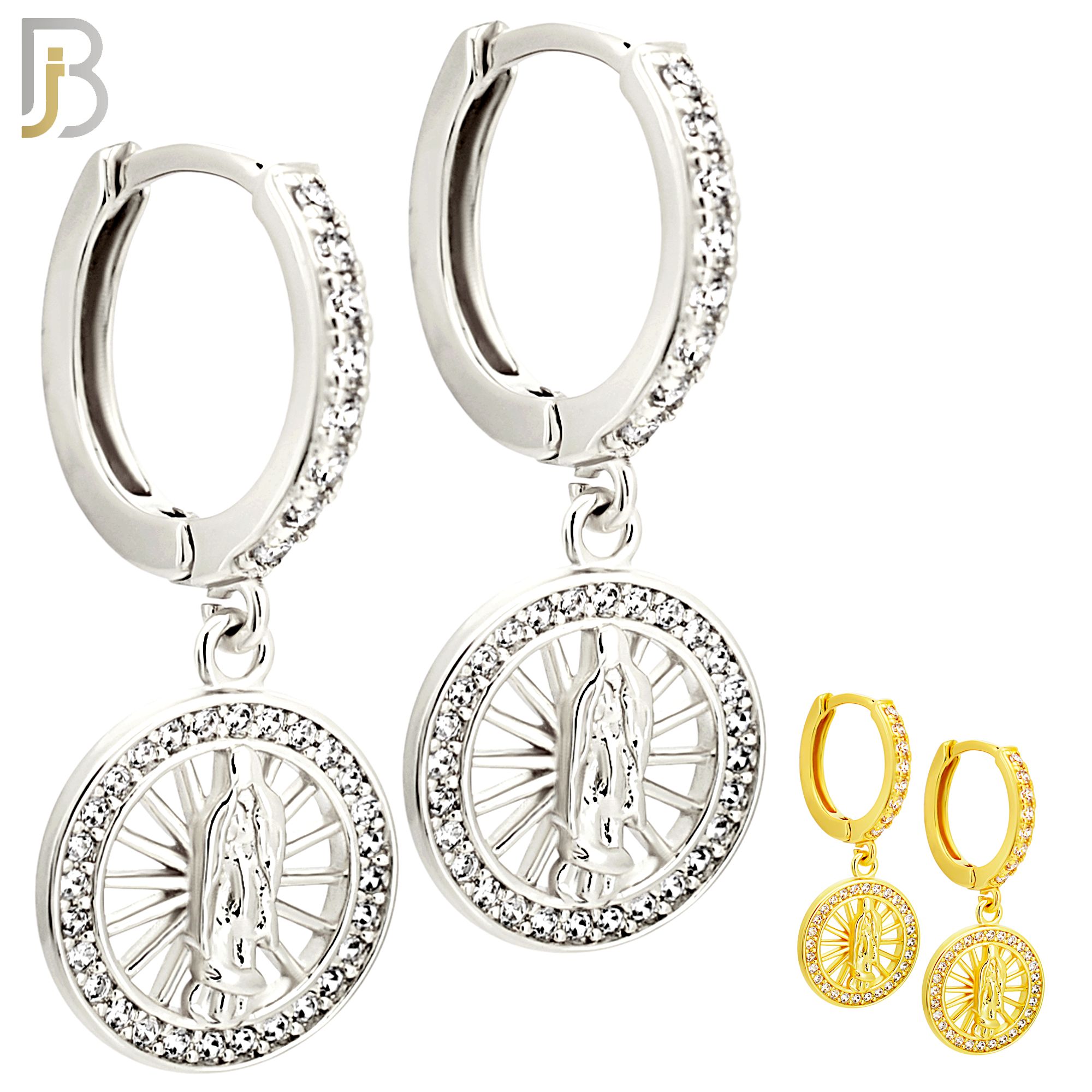ES491 - 316L Stainless Steel Dangling Miraculous With Multi CZ Halo Huggies Earrings image 0
