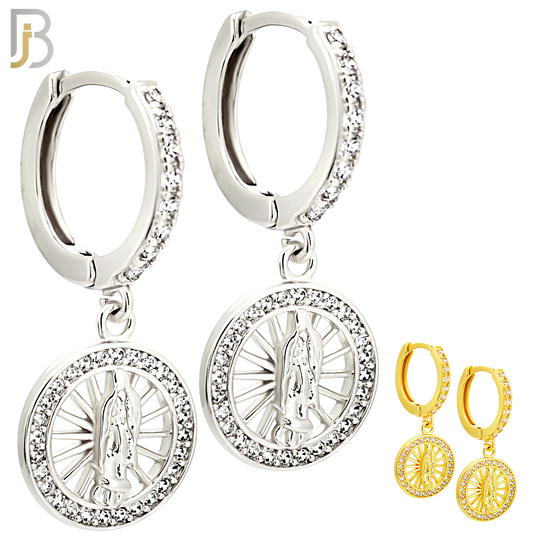 ES491 - 316L Stainless Steel Dangling Miraculous With Multi CZ Halo Huggies Earrings image 0