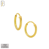 925-ES310G - .925 Sterling Silver in Gold Plating Plain Hoop Earrings - 12mm image