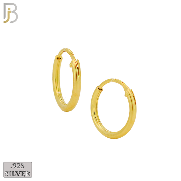 925-ES310G - .925 Sterling Silver in Gold Plating Plain Hoop Earrings - 12mm image