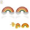 925-ES309 - .925 Sterling Silver  Colorful Rainbow Design Stud Earrings image 0