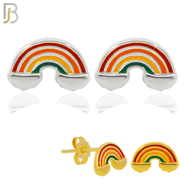 925-ES309 - .925 Sterling Silver  Colorful Rainbow Design Stud Earrings image 0