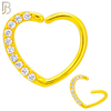 CT109 - (Pack of 6) 316 Surgical Steel Hollow Heart with Multi Zircon Twist to Open Nose Hoop image 1